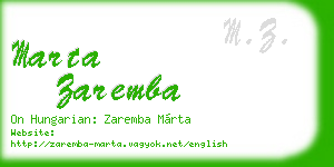 marta zaremba business card